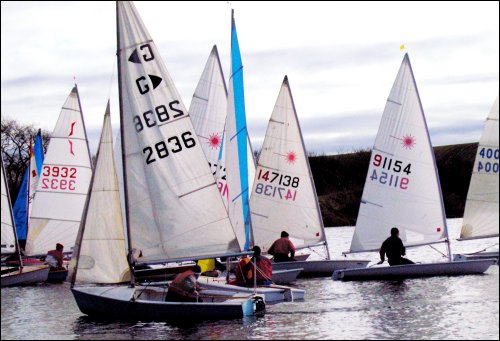 Boats jostling for position on Kinghorn Loch